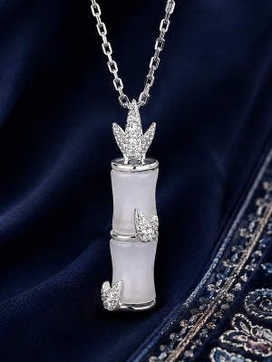 LUNE-Pure Silver Lucky Bamboo Necklace