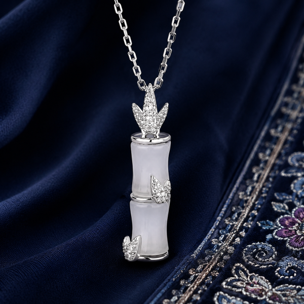LUNE-Pure Silver Lucky Bamboo Necklace