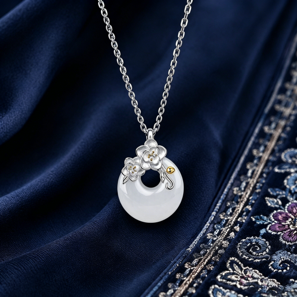 LUNE-Camellia Chalcedony Pendant Necklace